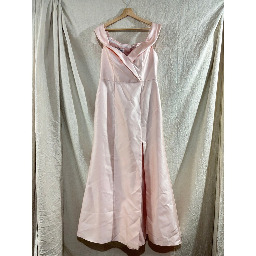 Alfred Sung D760 Blush Pink Off the Shoulder Twill Gown Dress 14 R NEW Formal